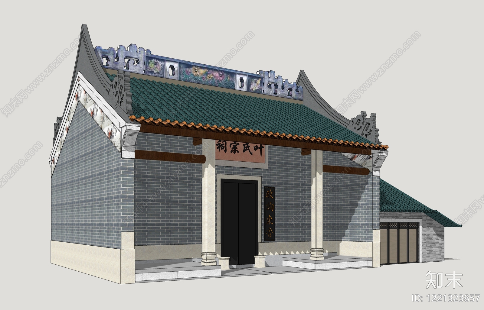 中式古建筑SU模型下载【ID:1221323857】