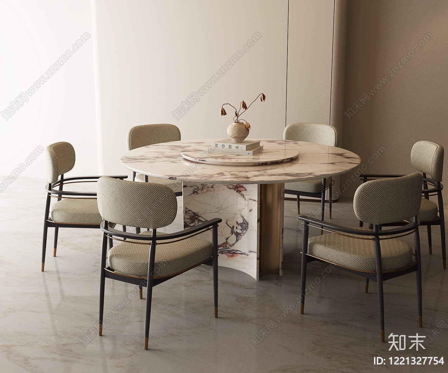 意式极简餐桌椅3D模型下载【ID:1221327754】