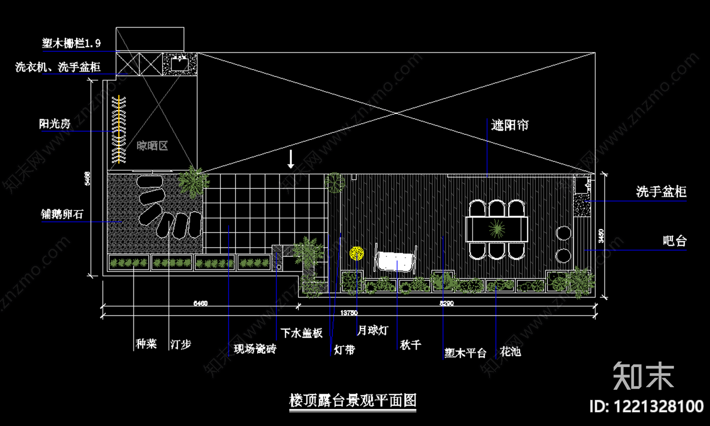 屋顶花园cad施工图下载【ID:1221328100】