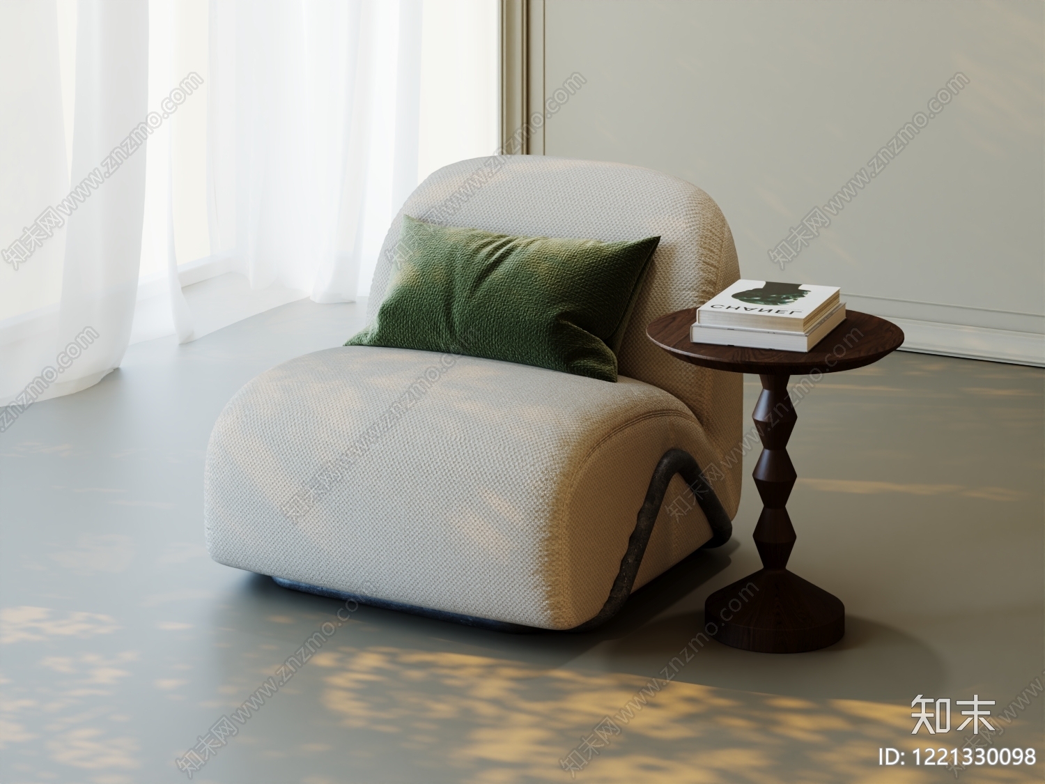 奶油风单人沙发3D模型下载【ID:1221330098】
