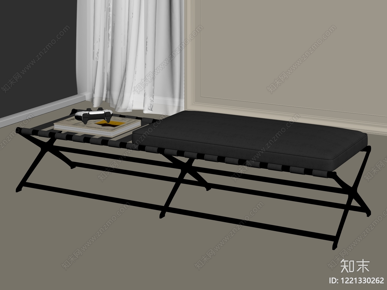 极简主义床尾凳3D模型下载【ID:1221330262】