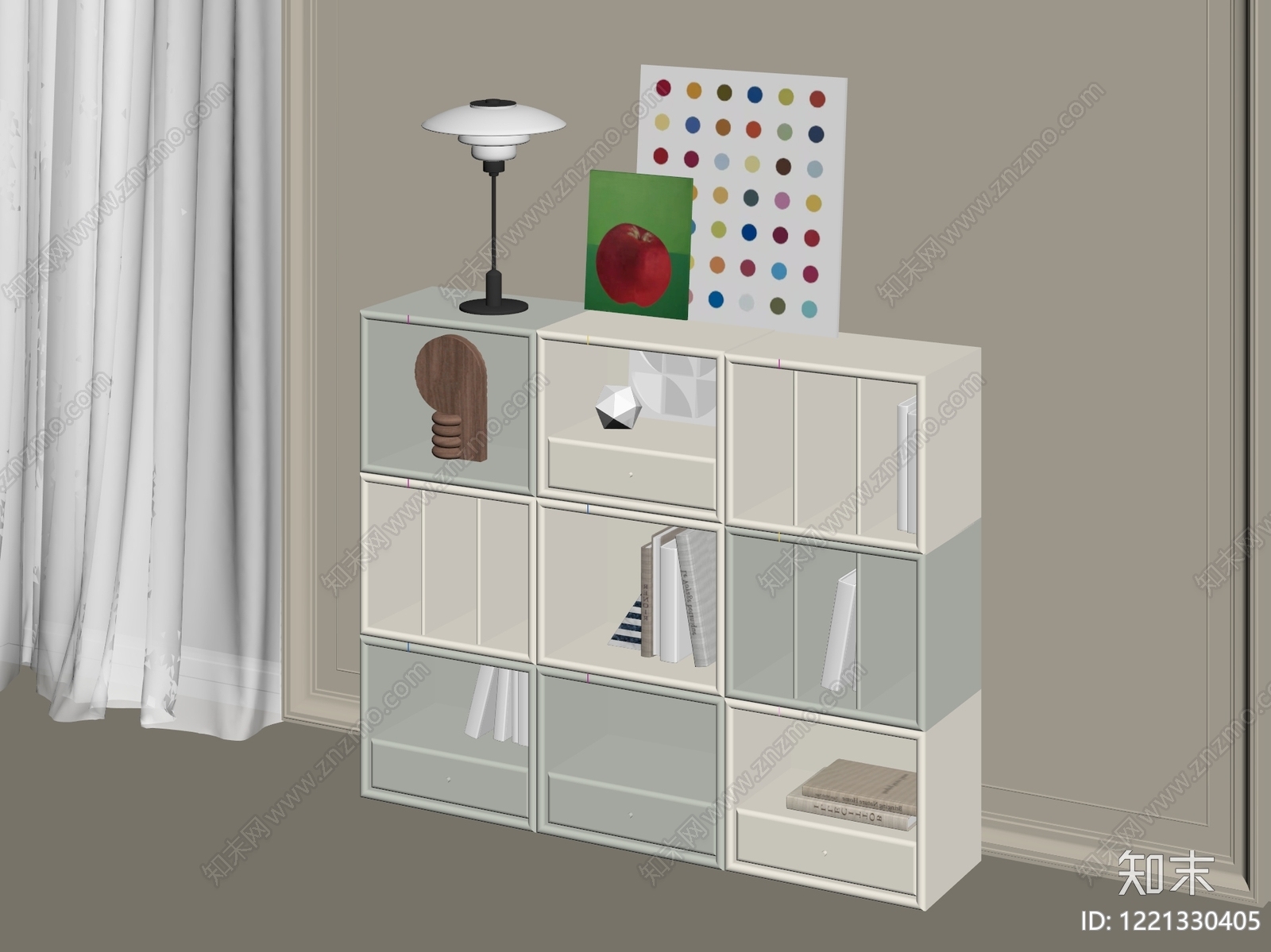北欧书柜3D模型下载【ID:1221330405】