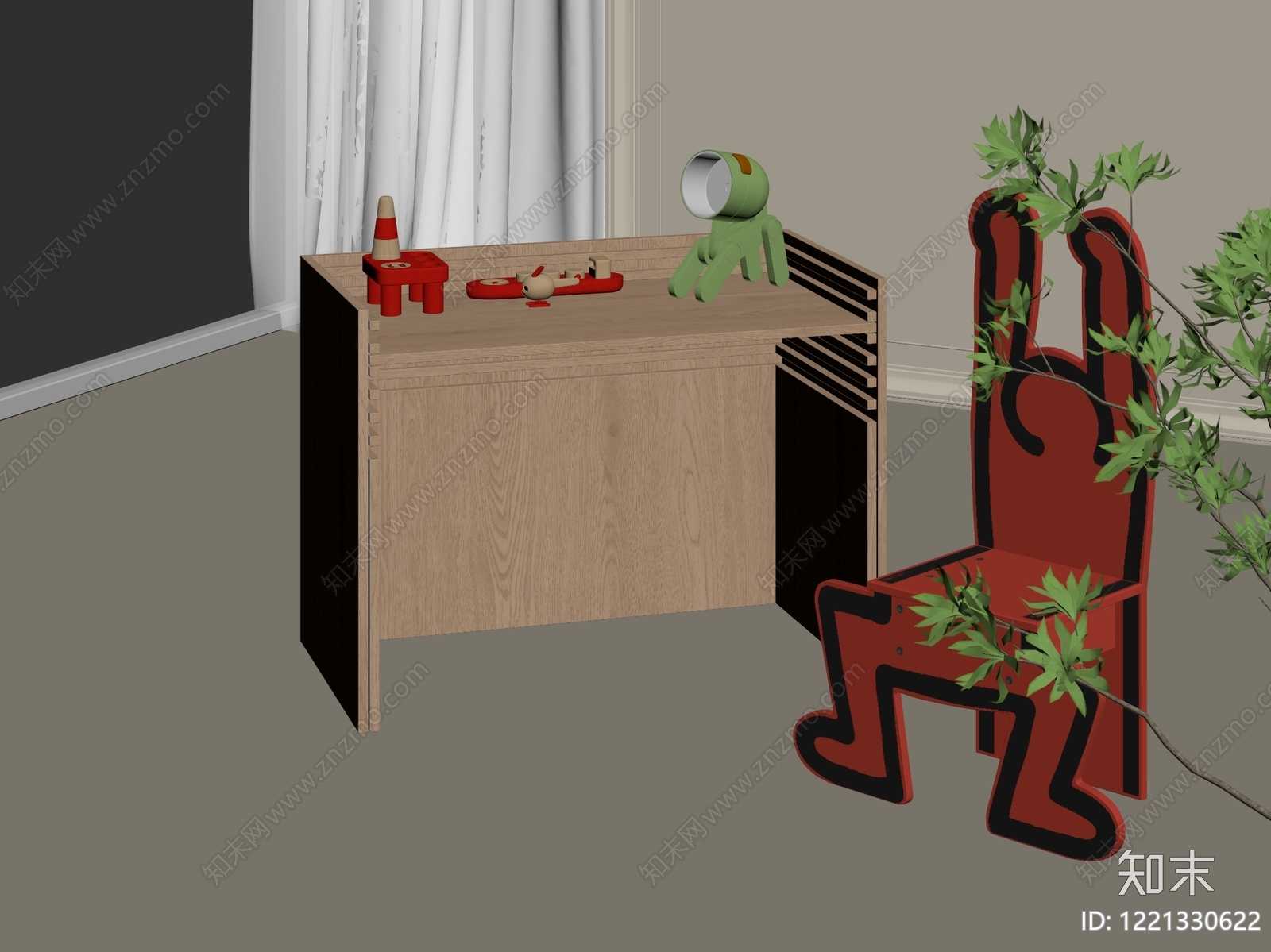 童趣极简儿童桌椅3D模型下载【ID:1221330622】