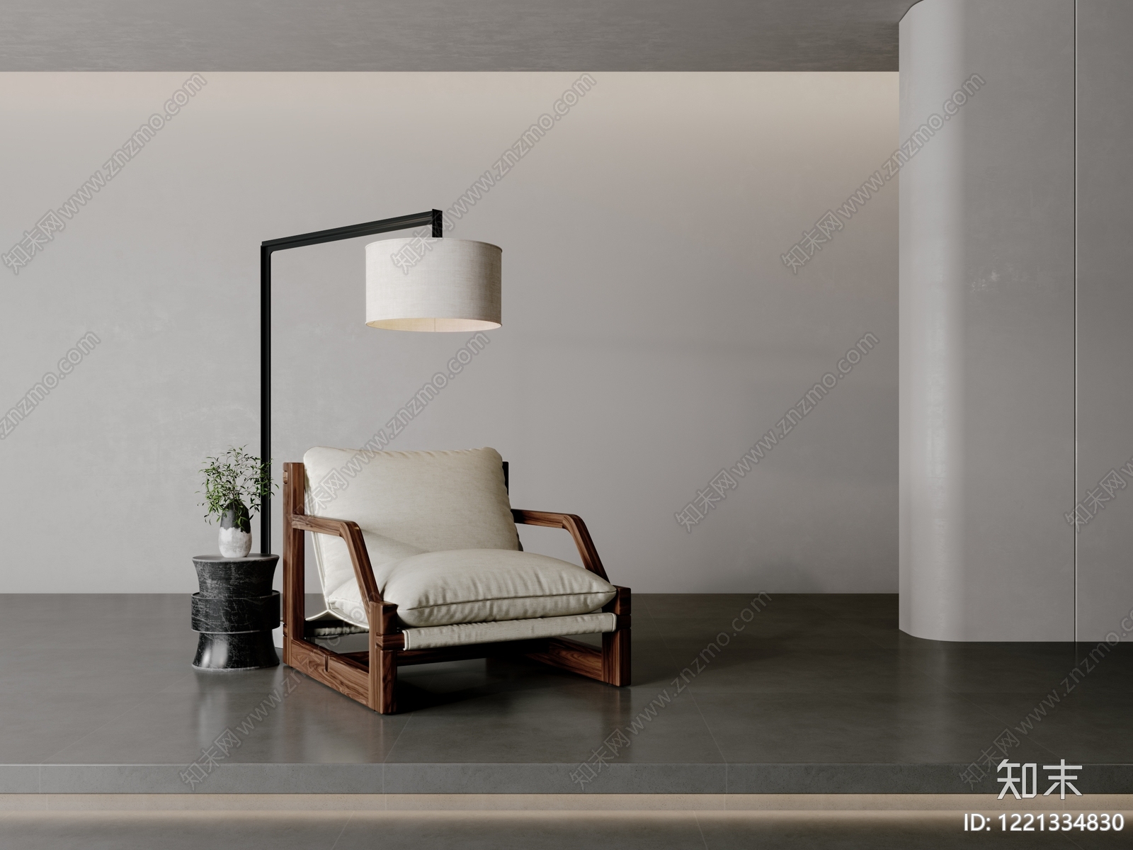 侘寂休闲椅3D模型下载【ID:1221334830】