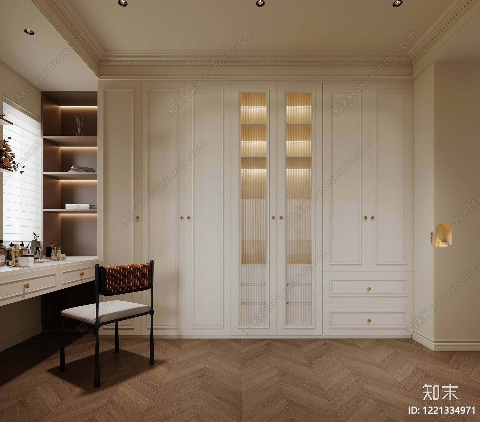 奶油风衣帽间3D模型下载【ID:1221334971】
