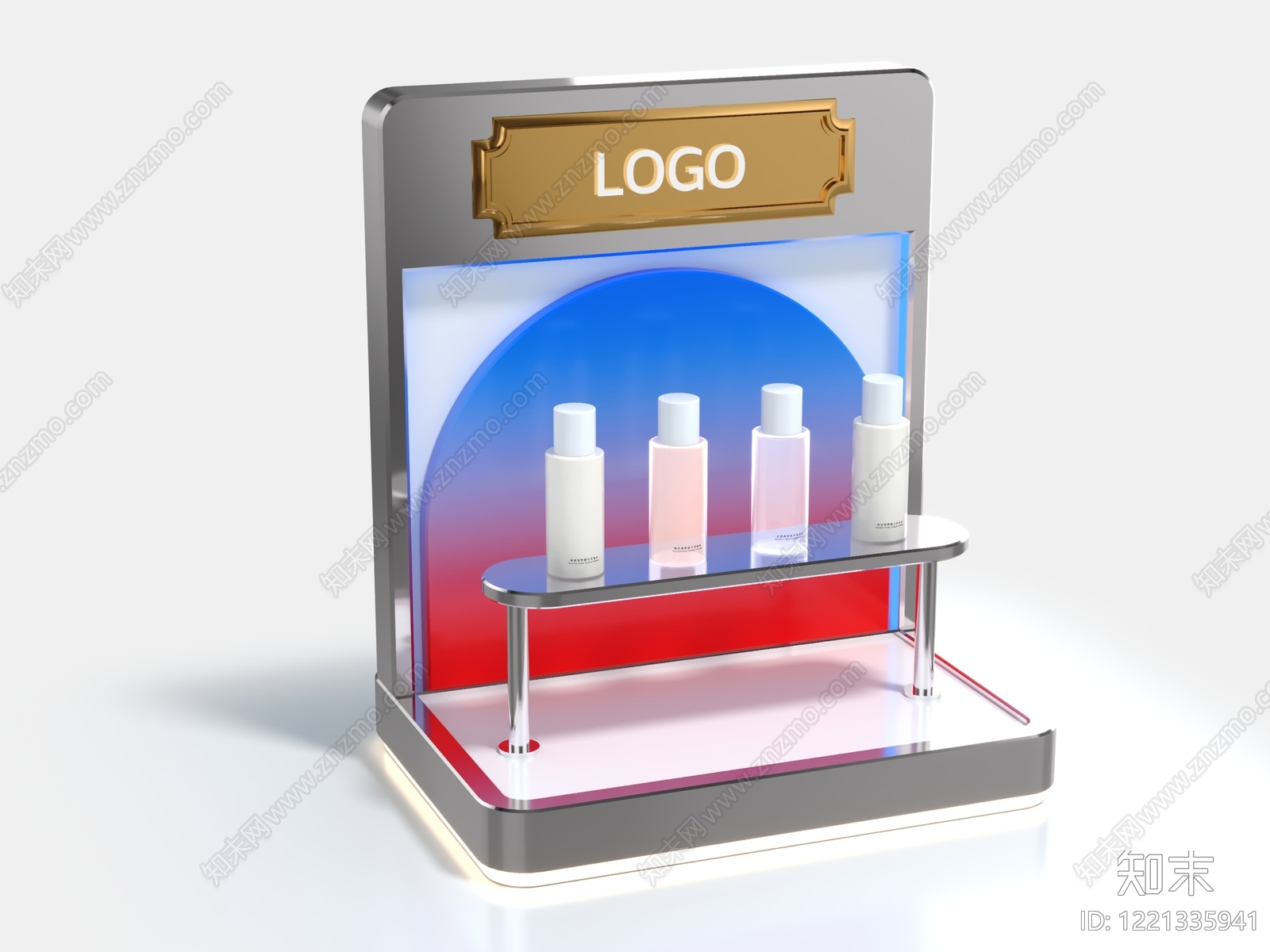 现代简约化妆品展台3D模型渲染效果图