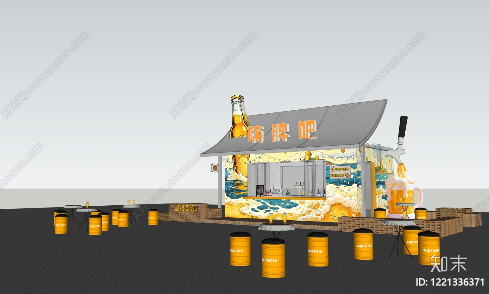 现代潮流风格酒馆SU模型下载【ID:1221336371】