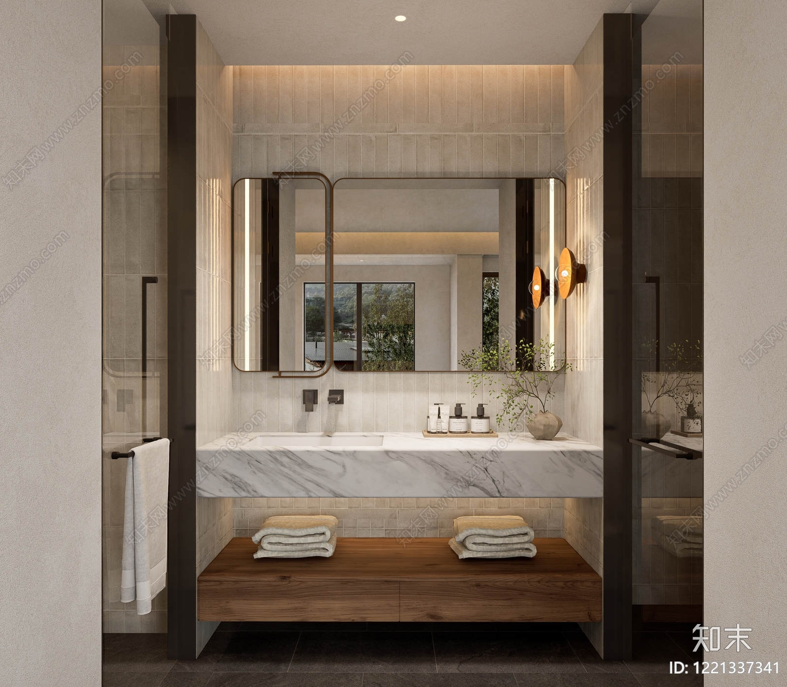 禅意酒店卫生间SU模型下载【ID:1221337341】