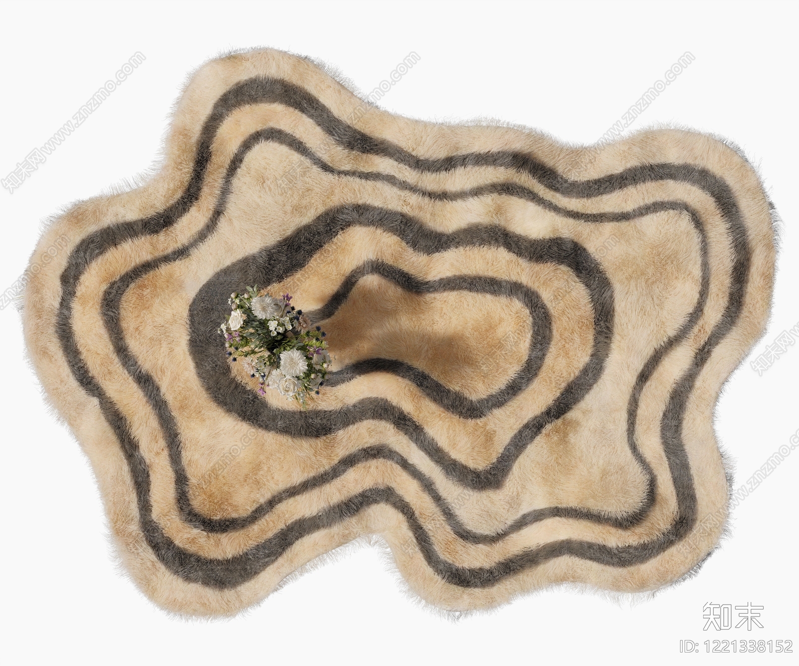 北欧风异形地毯3D模型渲染效果图