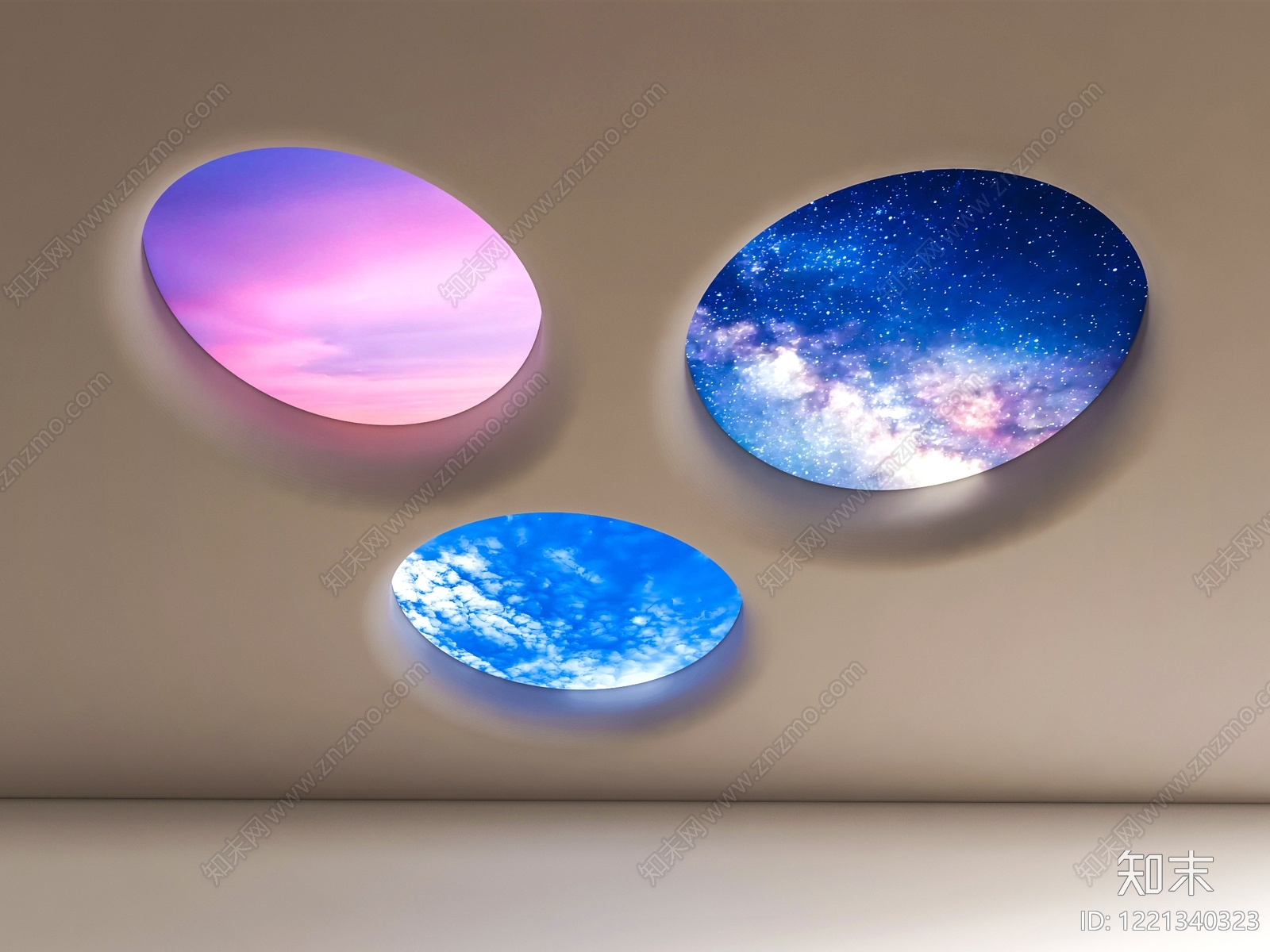 极简主义儿童房吸顶灯3D模型渲染效果图