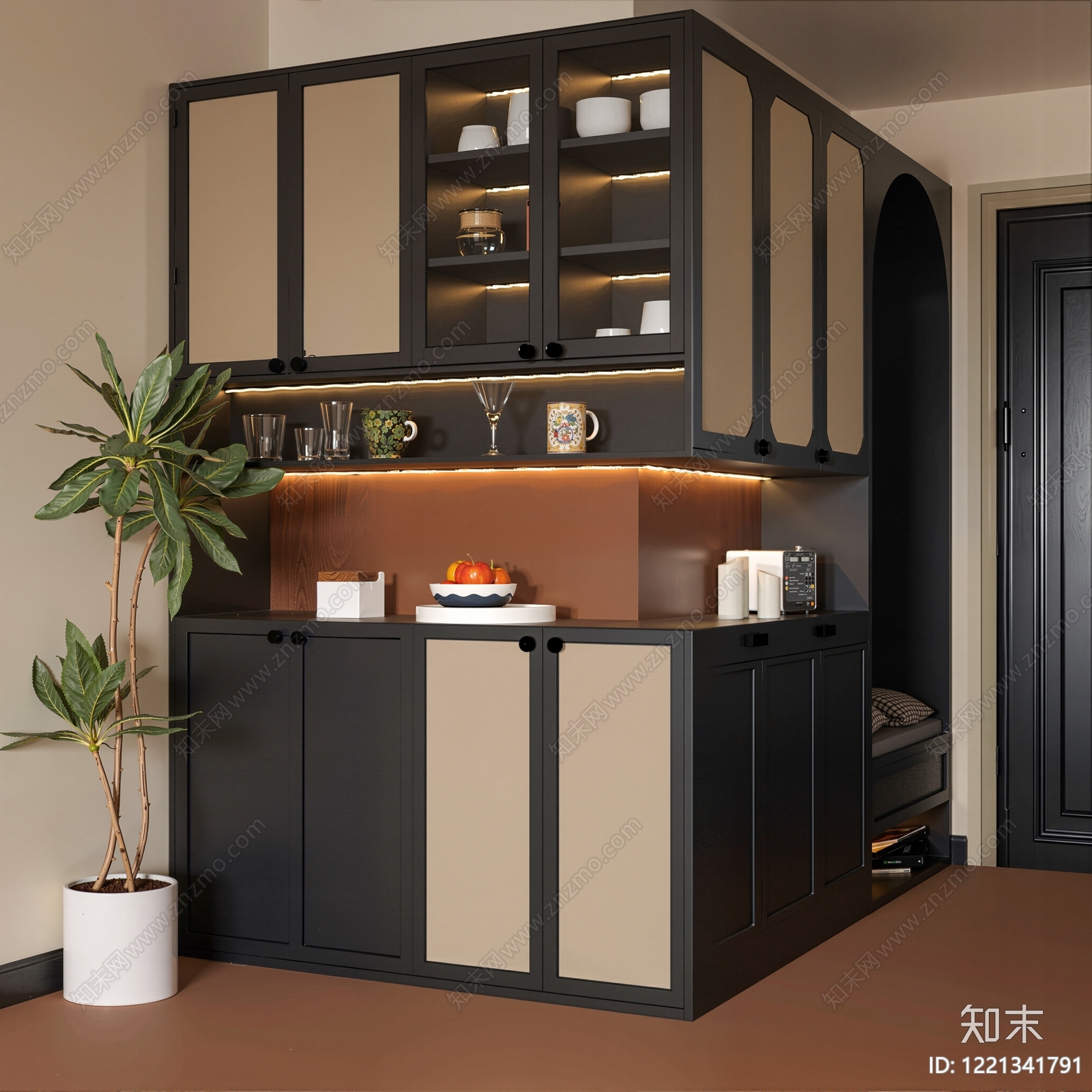 中古风餐边柜3D模型下载【ID:1221341791】