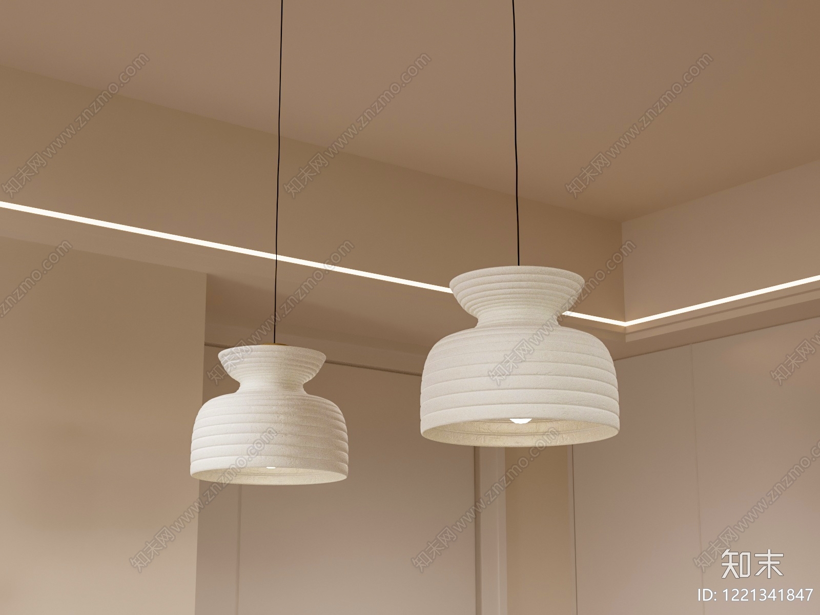 奶油风灯具组合3D模型下载【ID:1221341847】