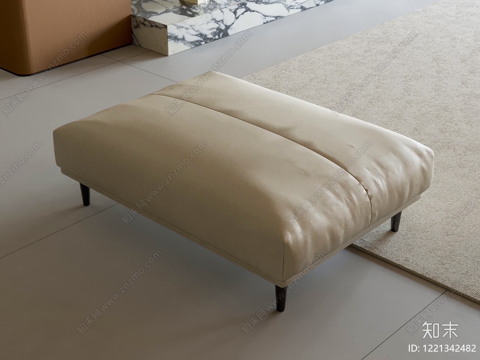 意式极简沙发凳3D模型下载【ID:1221342482】