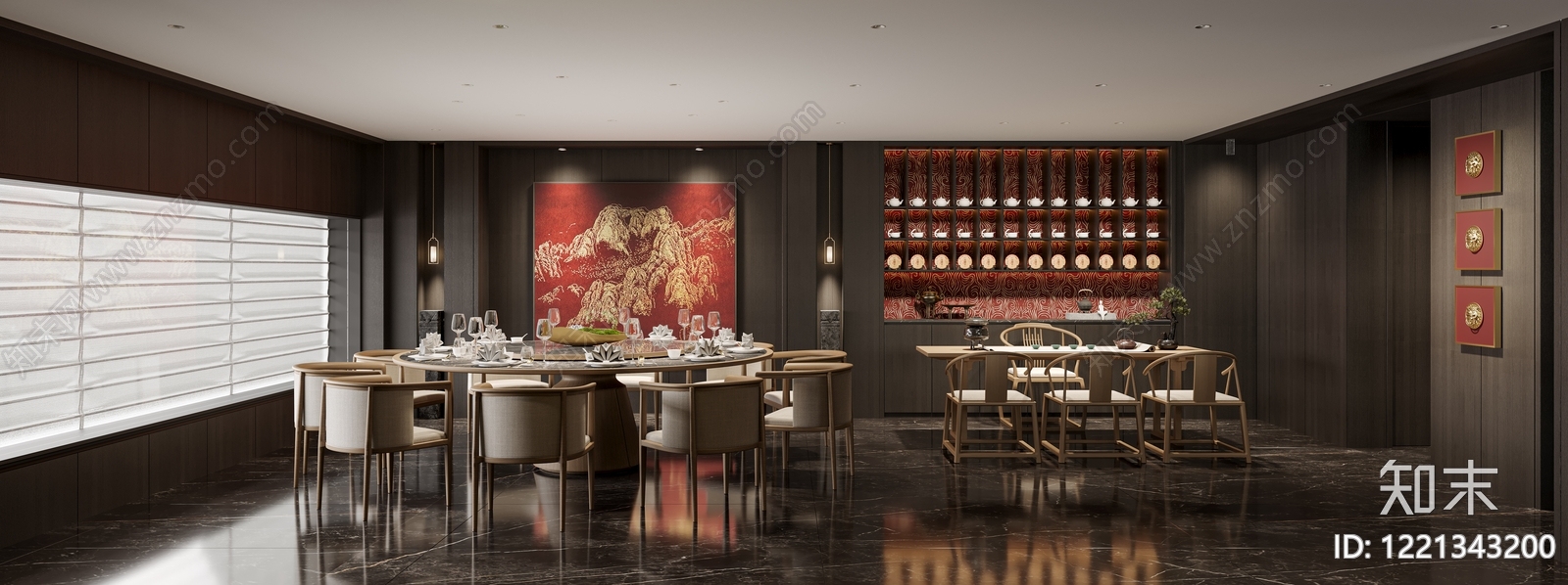 新中式包厢3D模型下载【ID:1221343200】