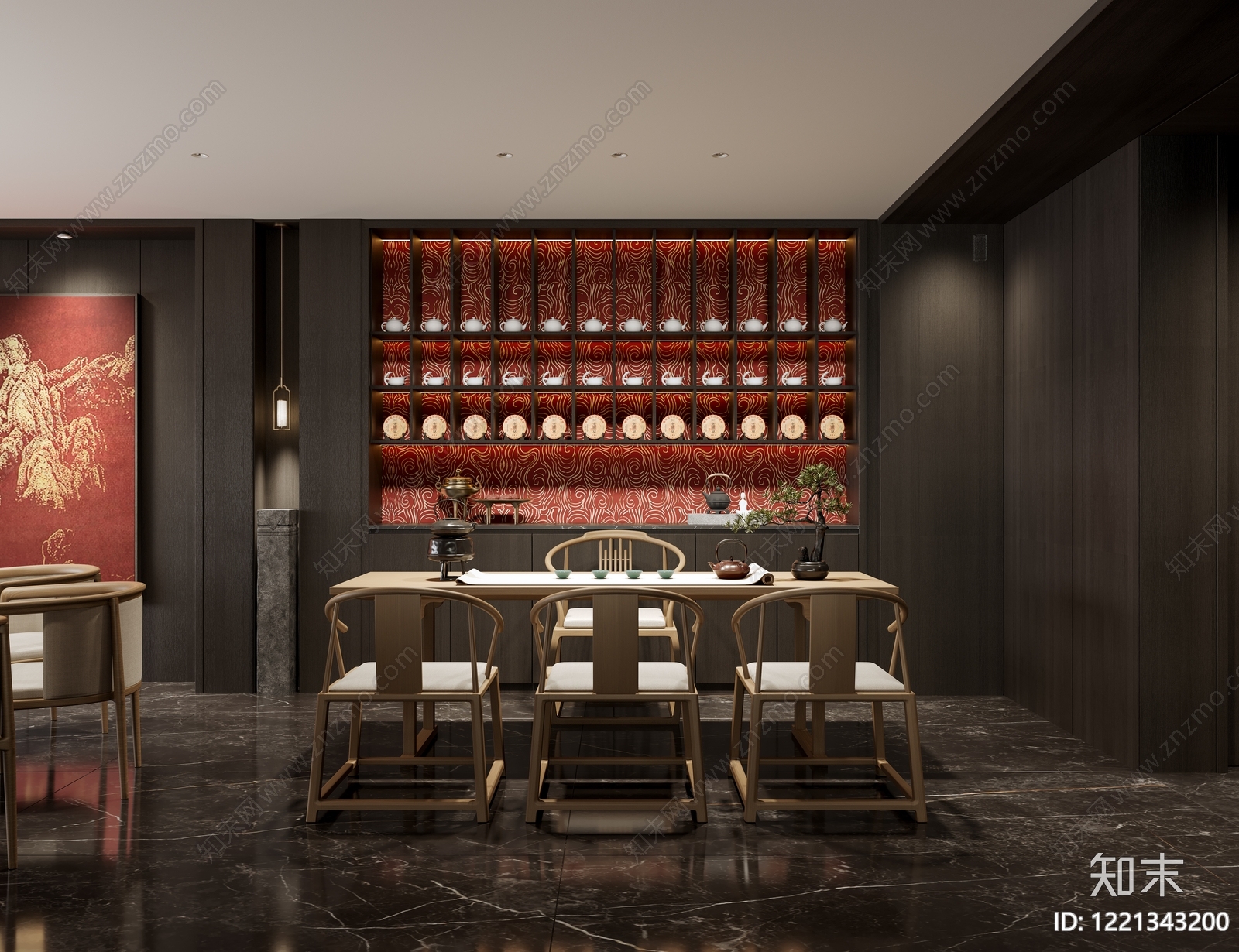 新中式包厢3D模型下载【ID:1221343200】