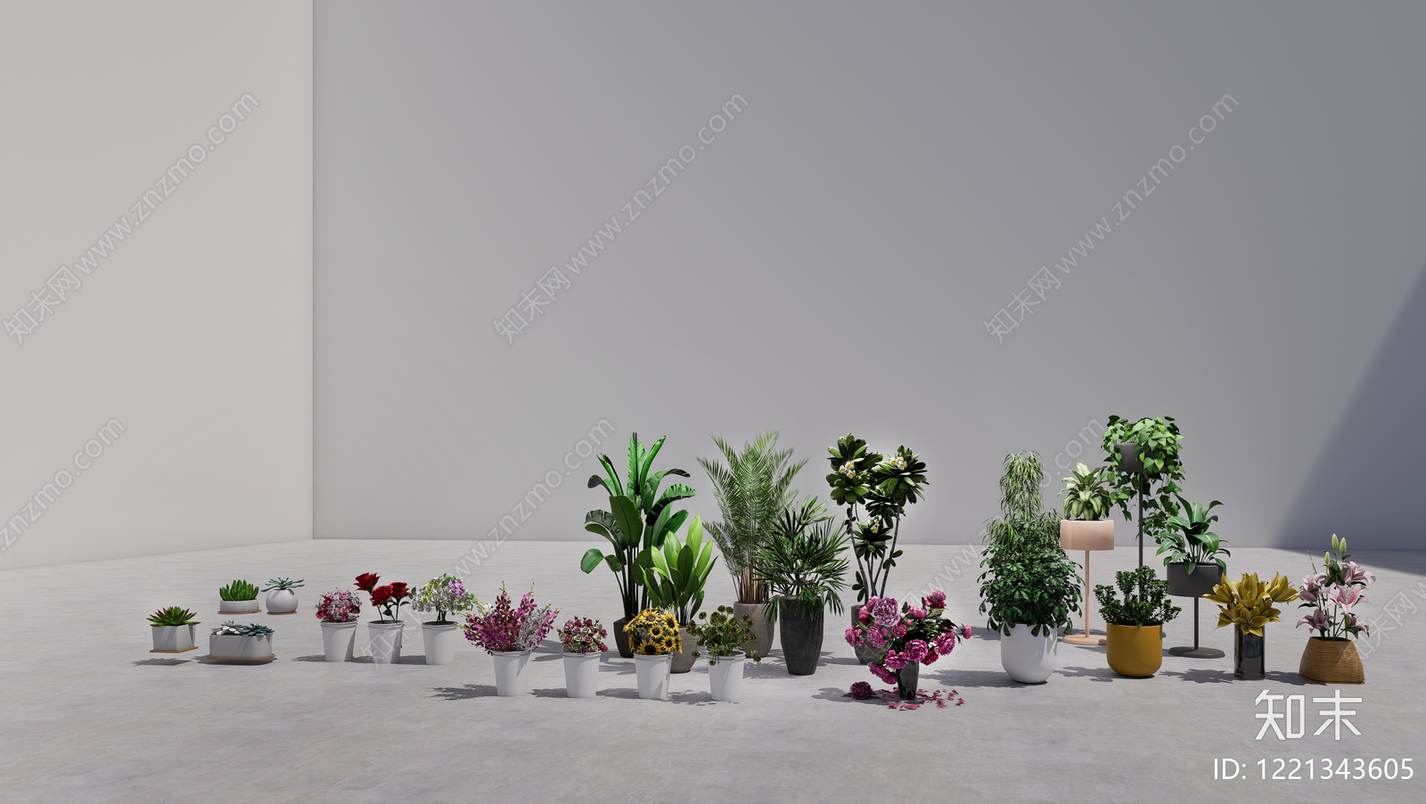 现代简约盆栽SU模型下载【ID:1221343605】