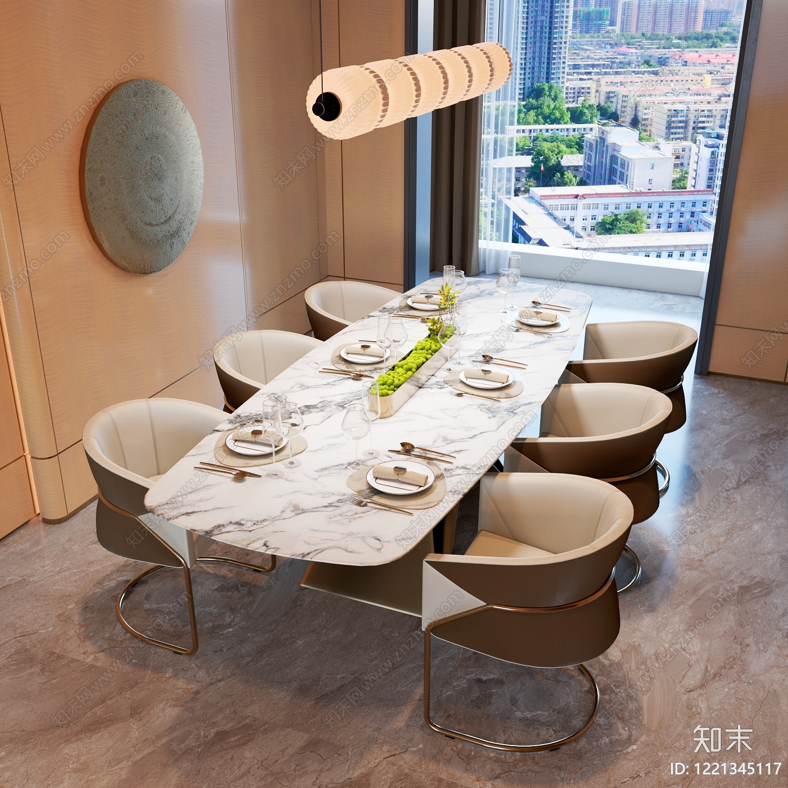 意式轻奢餐桌椅3D模型下载【ID:1221345117】