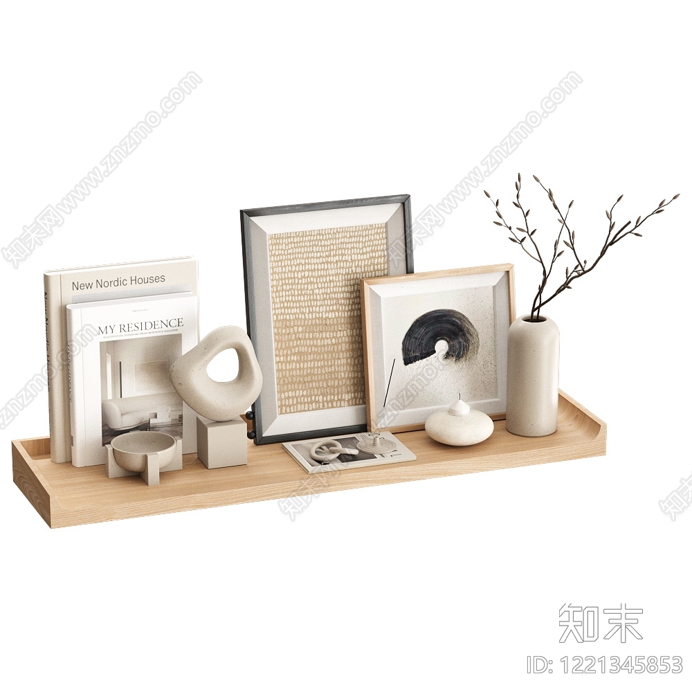 侘寂摆件组合3D模型下载【ID:1221345853】