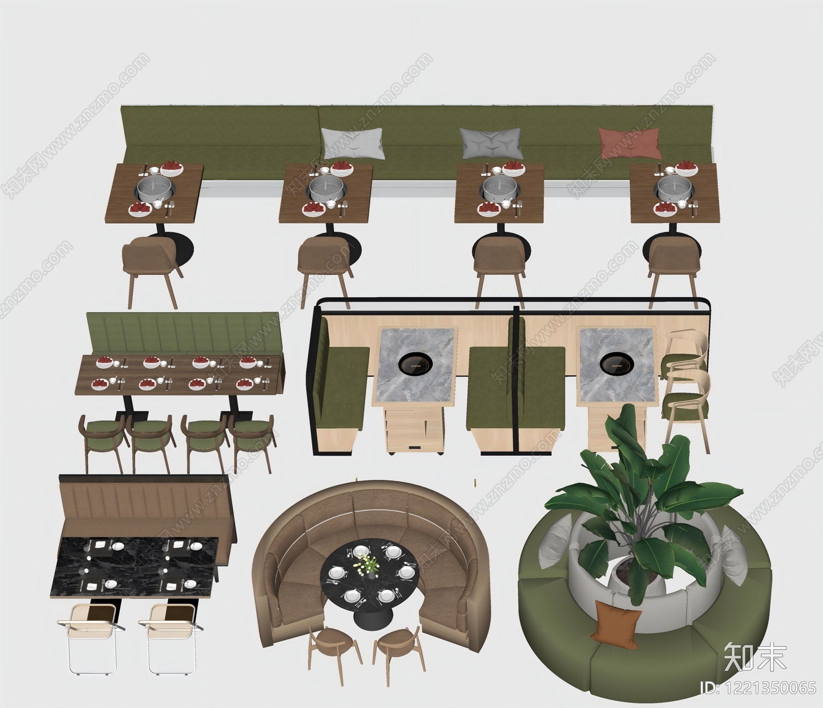 现代简约火锅店SU模型下载【ID:1221350065】