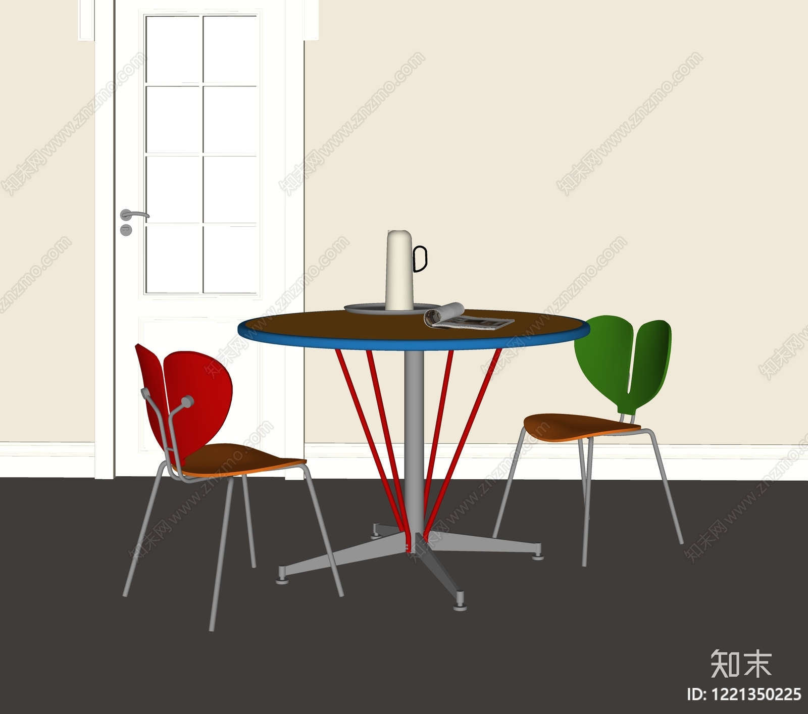 北欧风格餐桌椅SU模型下载【ID:1221350225】