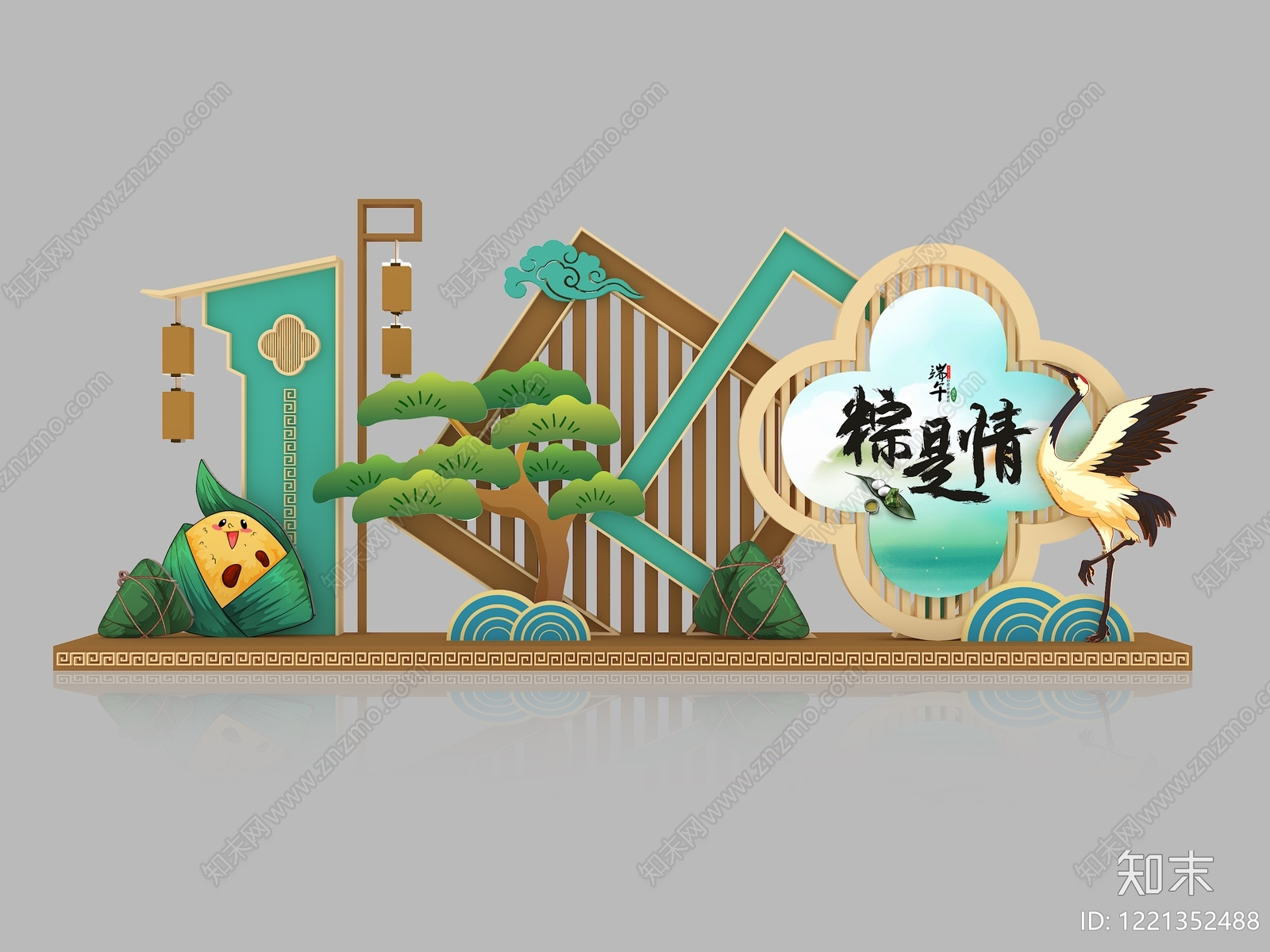 新中式端午节美陈SU模型下载【ID:1221352488】