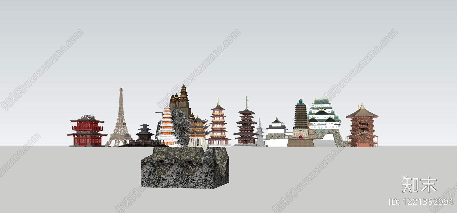 中式古建筑SU模型下载【ID:1221352994】