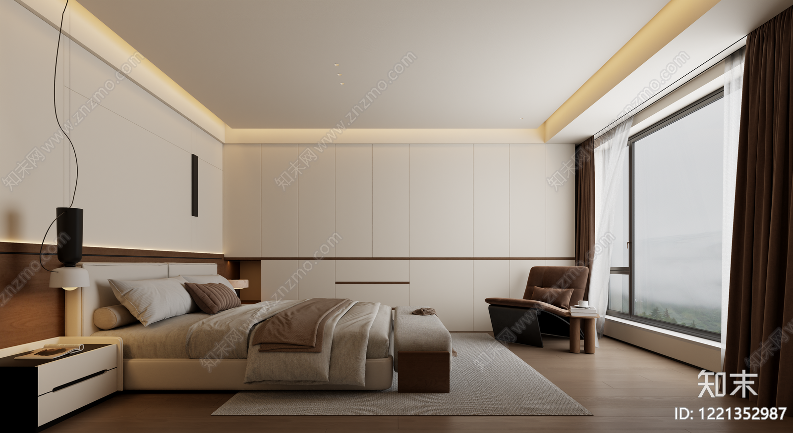 极简主卧3D模型下载【ID:1221352987】