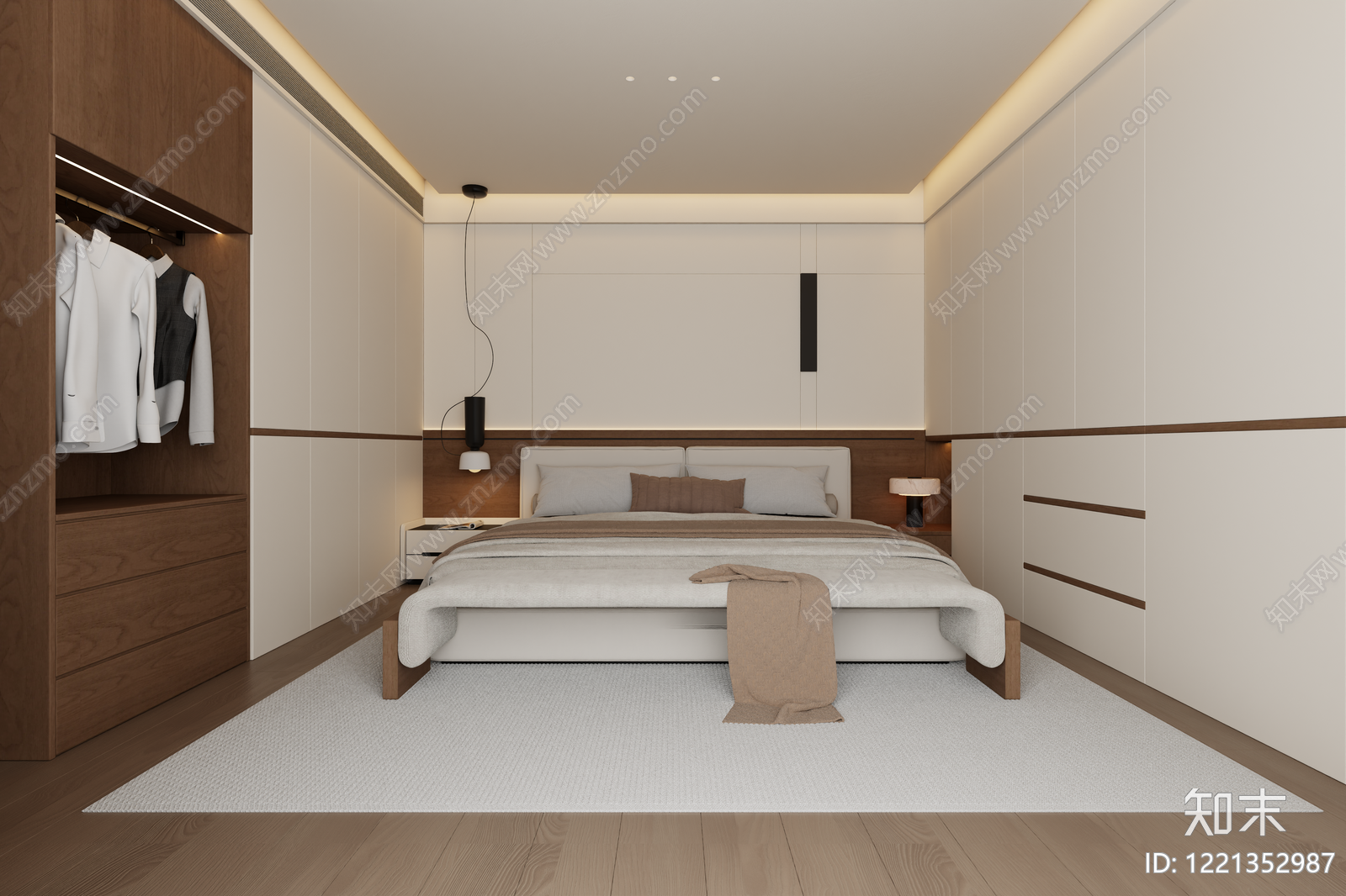 极简主卧3D模型下载【ID:1221352987】