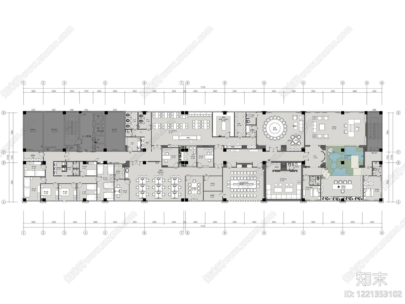 整体办公空间cad施工图下载【ID:1221353102】