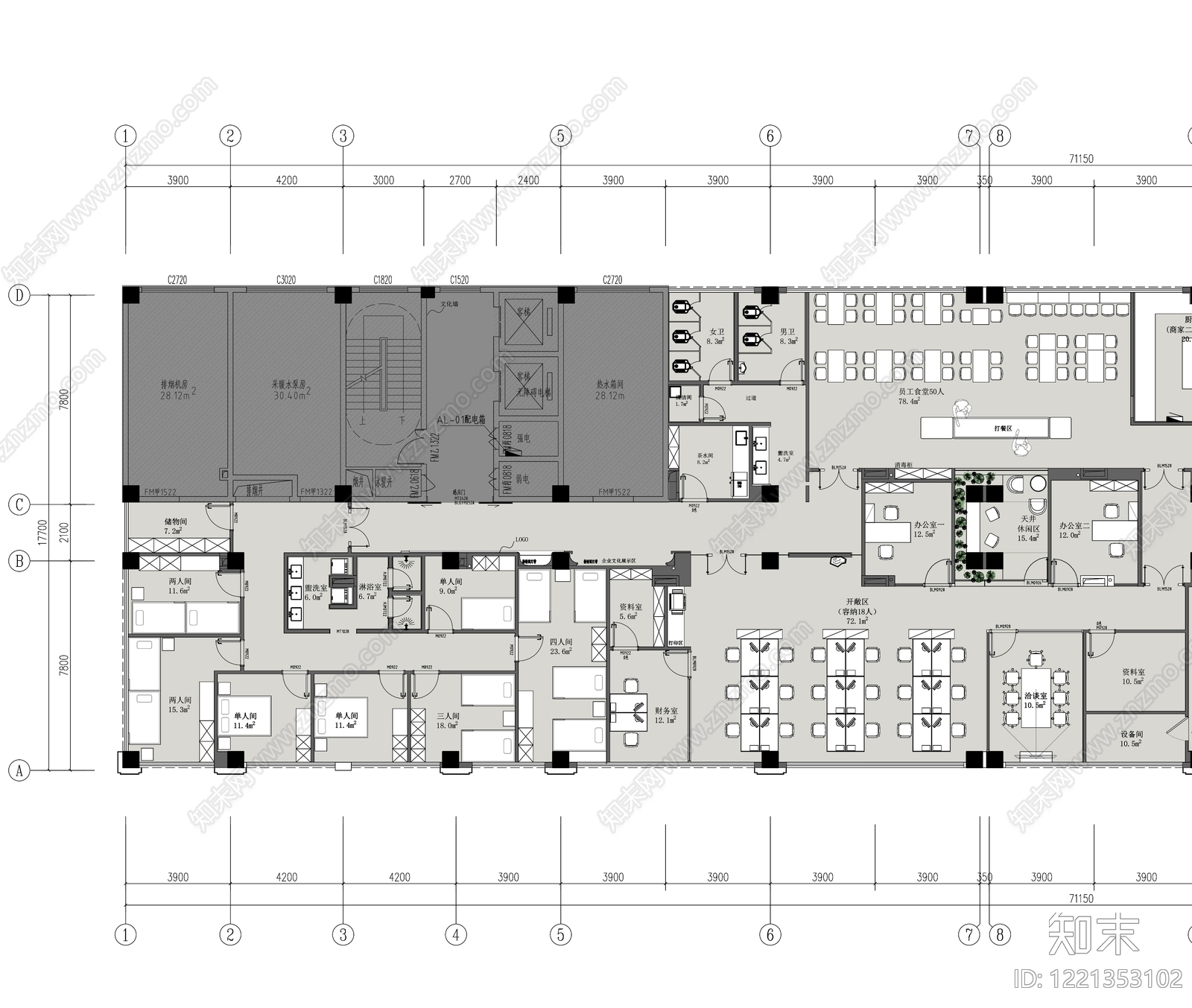 整体办公空间cad施工图下载【ID:1221353102】