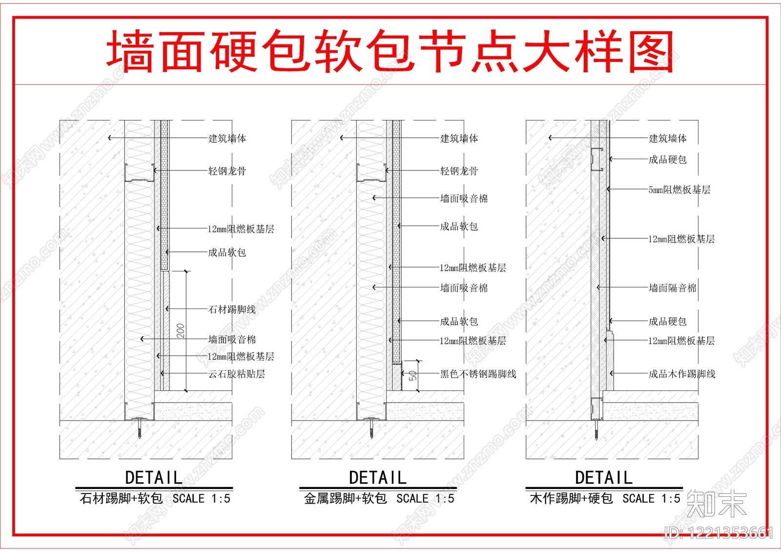墙面节点cad施工图下载【ID:1221353661】
