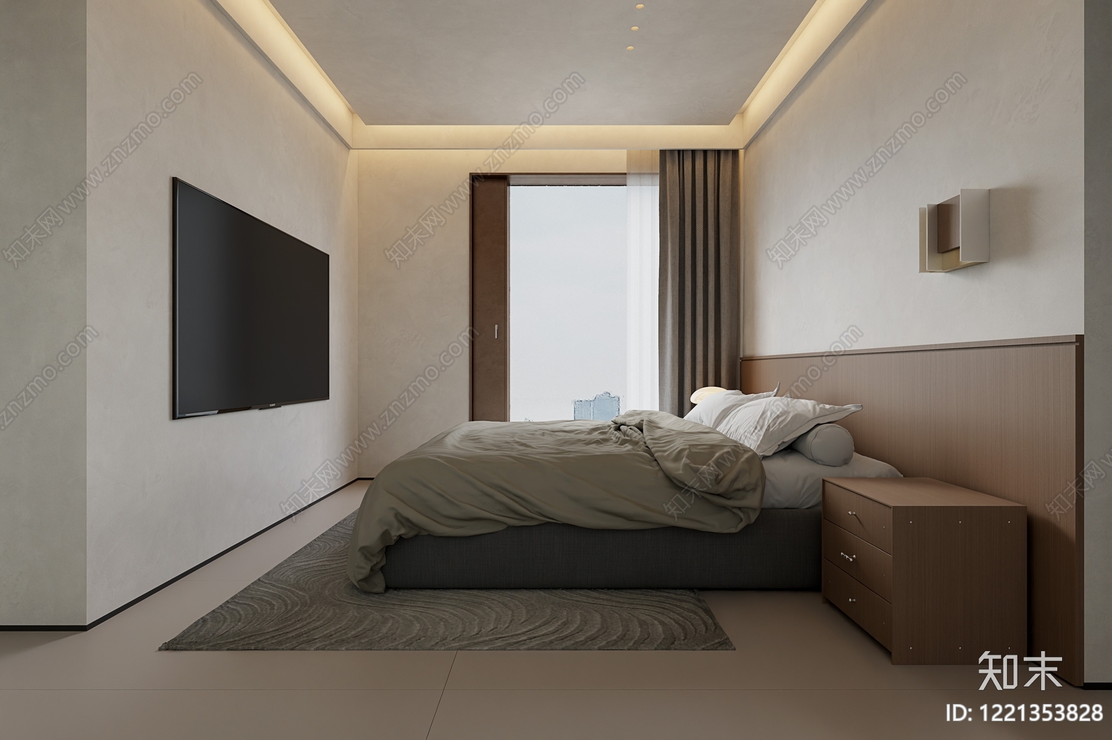 极简家居卧室3D模型下载【ID:1221353828】