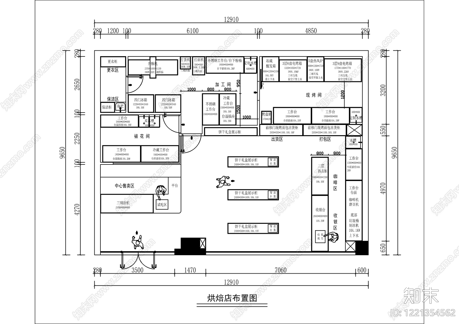 极简面包店CAD图纸