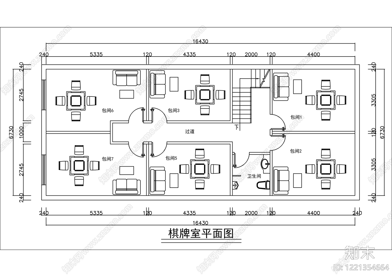 棋牌室CAD图纸