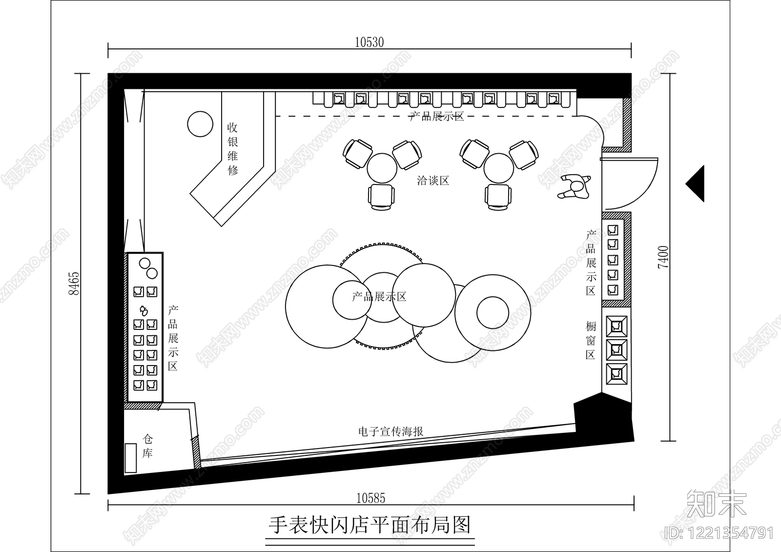 文创店cad施工图下载【ID:1221354791】