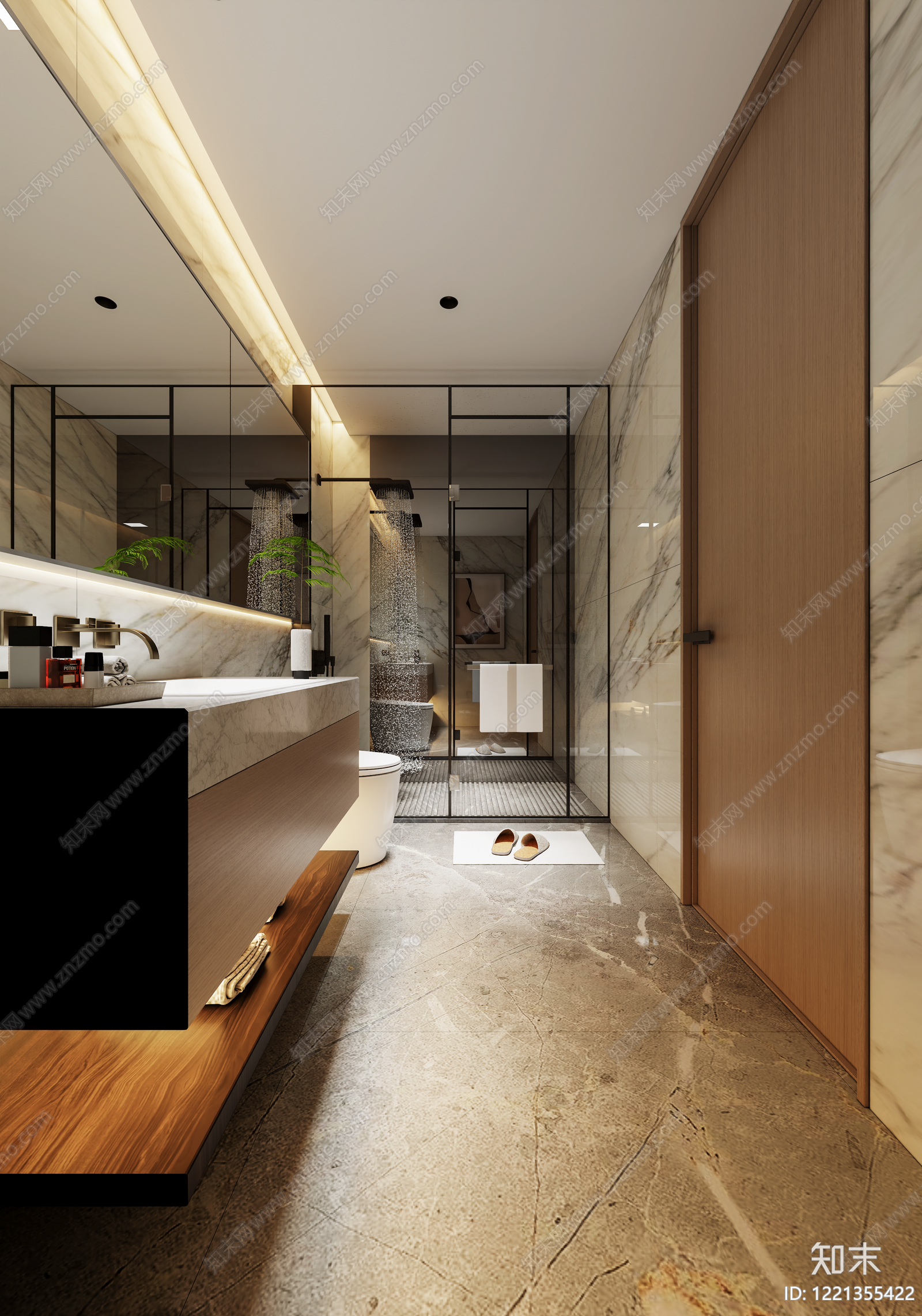 意式极简酒店卫生间3D模型下载【ID:1221355422】