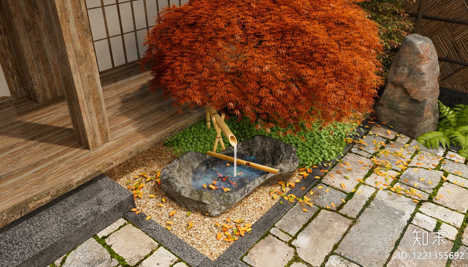 日式别墅庭院SU模型下载【ID:1221355692】