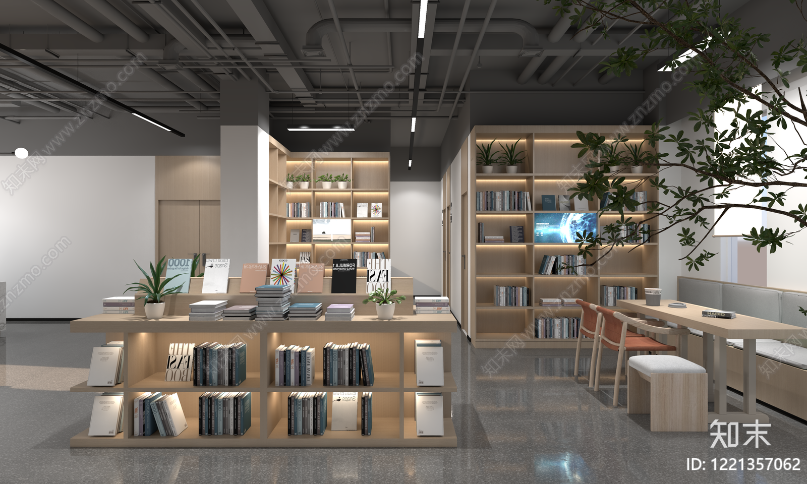 现代简约书店3D模型下载【ID:1221357062】
