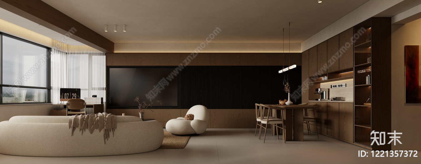 侘寂风家居客厅3D模型下载【ID:1221357372】