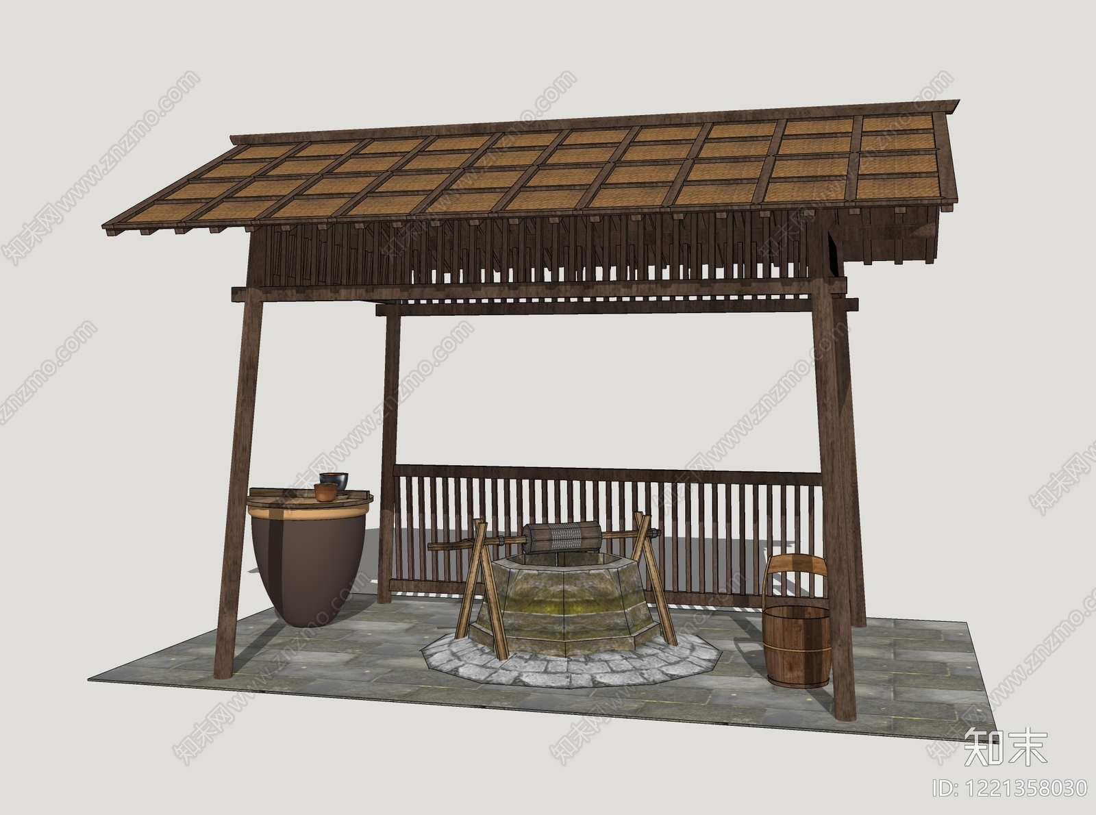 中式庭院小品SU模型下载【ID:1221358030】