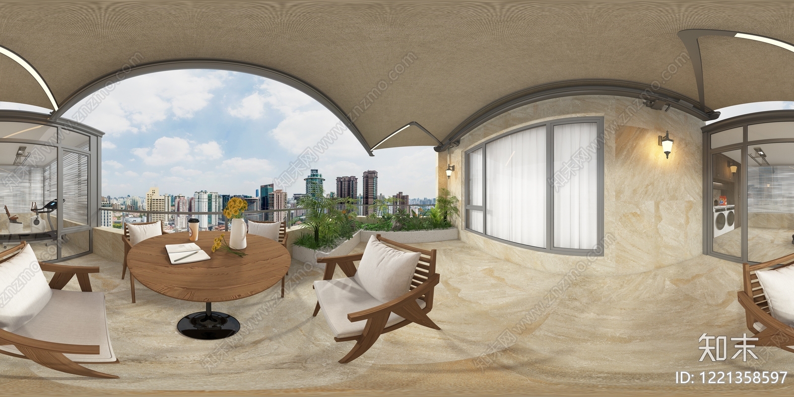 现代简约阳台3D模型下载【ID:1221358597】