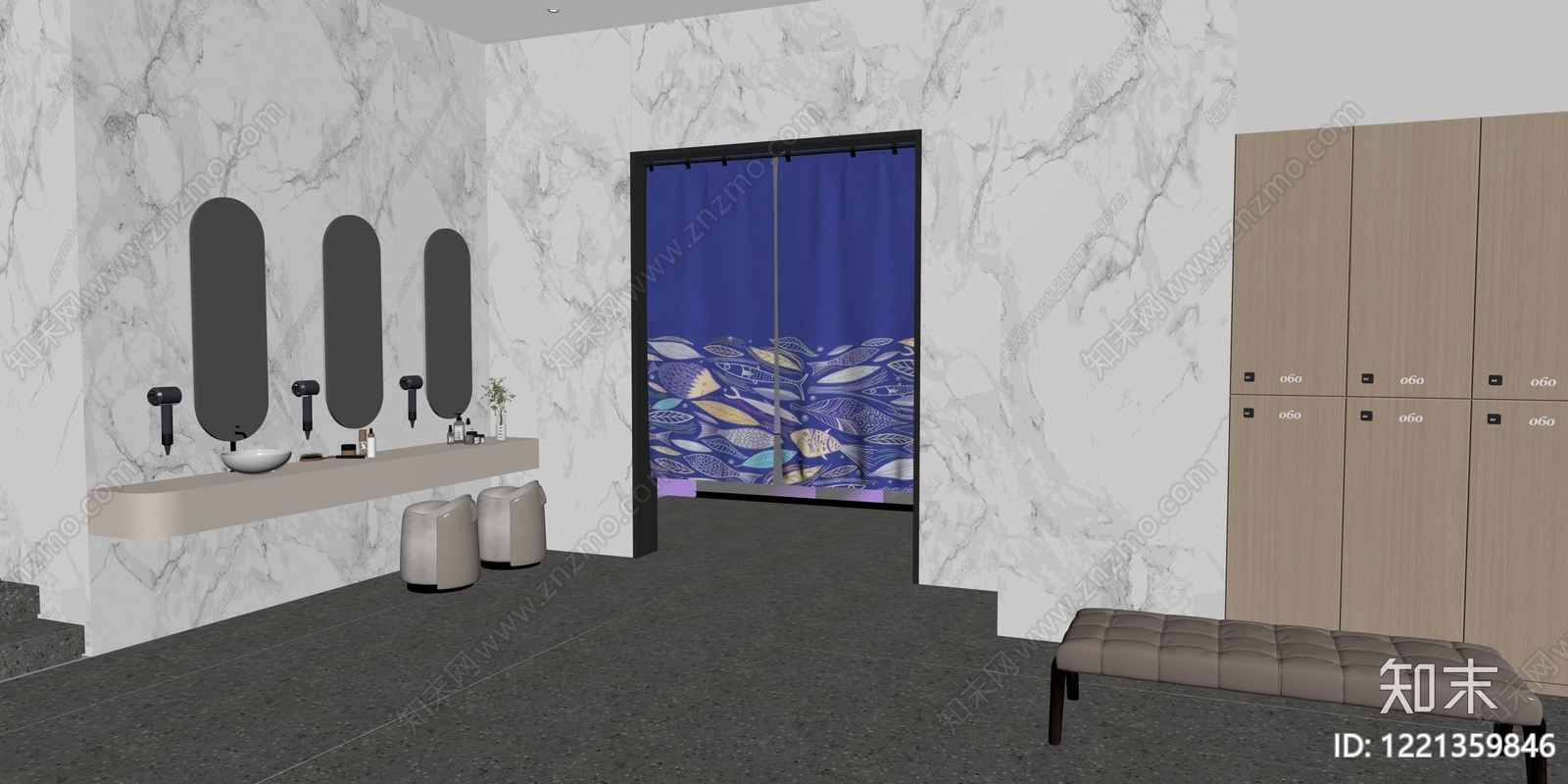 极简更衣室3D模型下载【ID:1221359846】