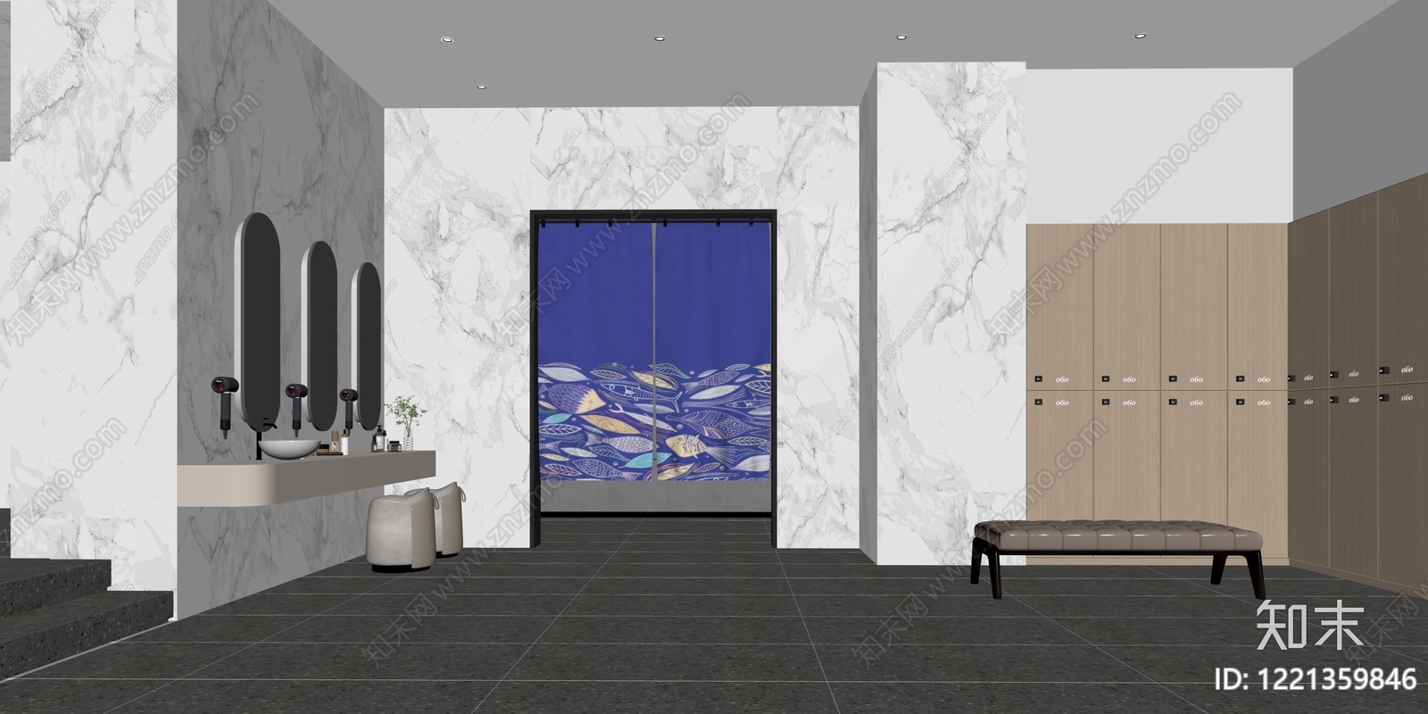 极简更衣室3D模型下载【ID:1221359846】