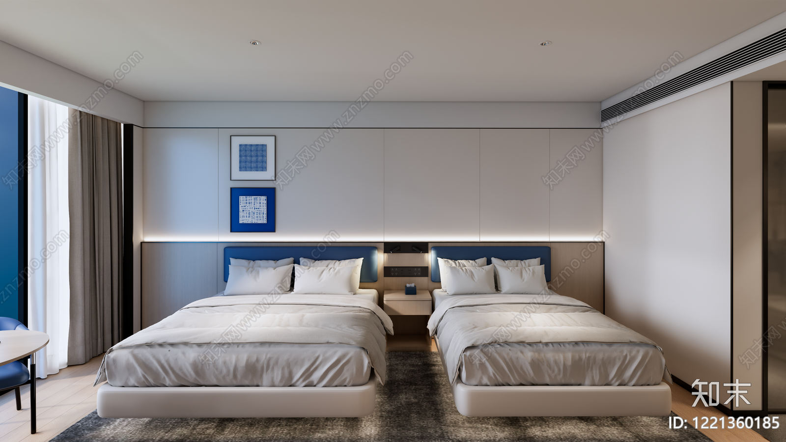 现代简约酒店客房SU模型下载【ID:1221360185】