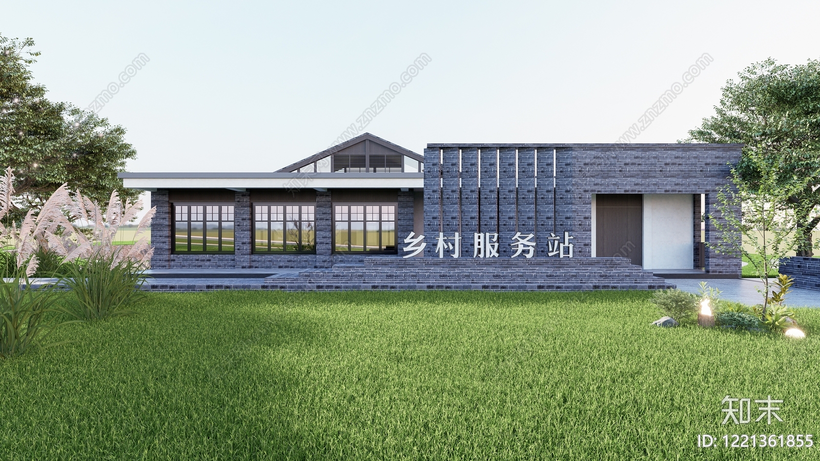 新中式社区服务中心SU模型下载【ID:1221361855】