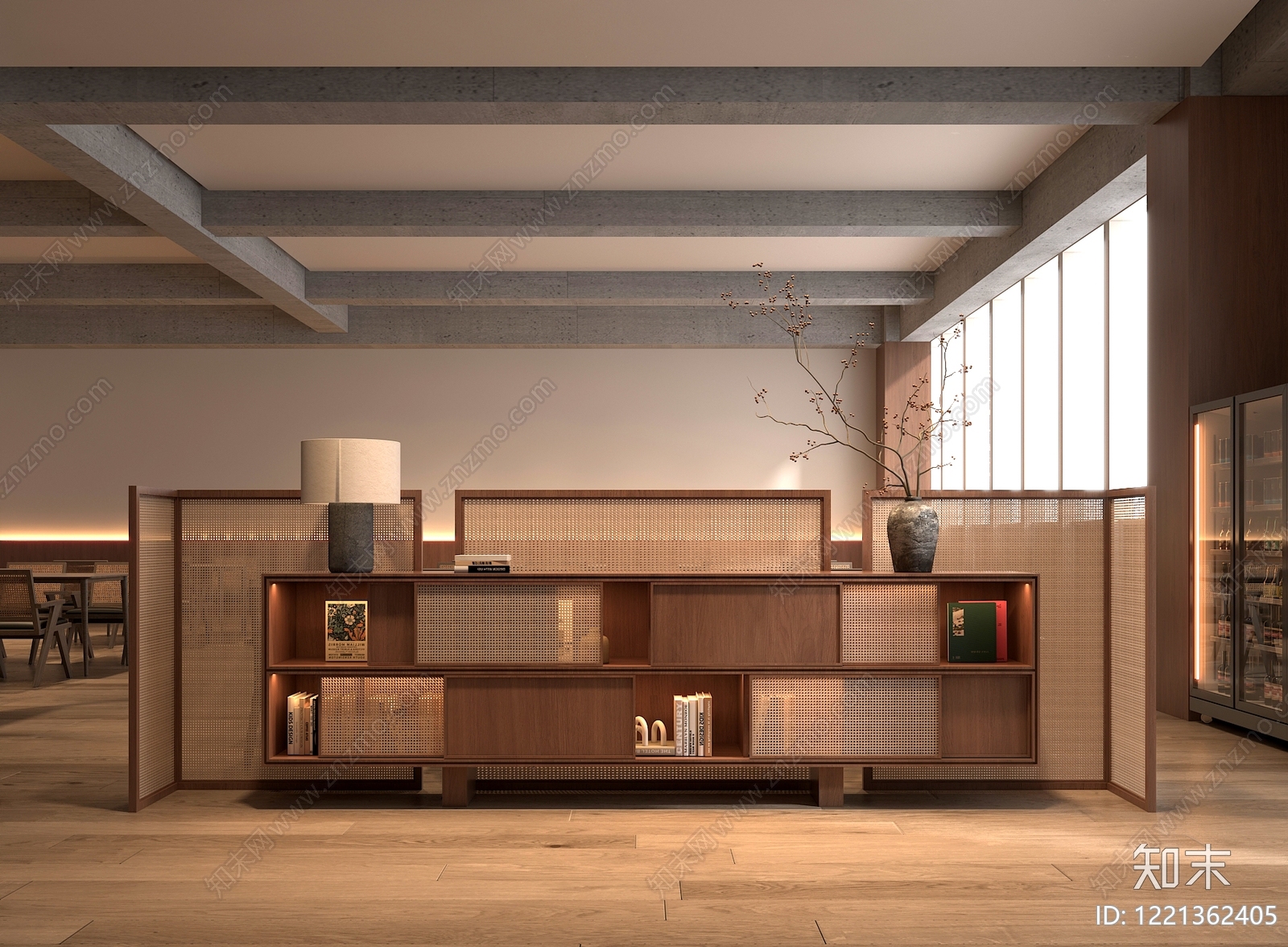 禅意餐边柜3D模型渲染效果图