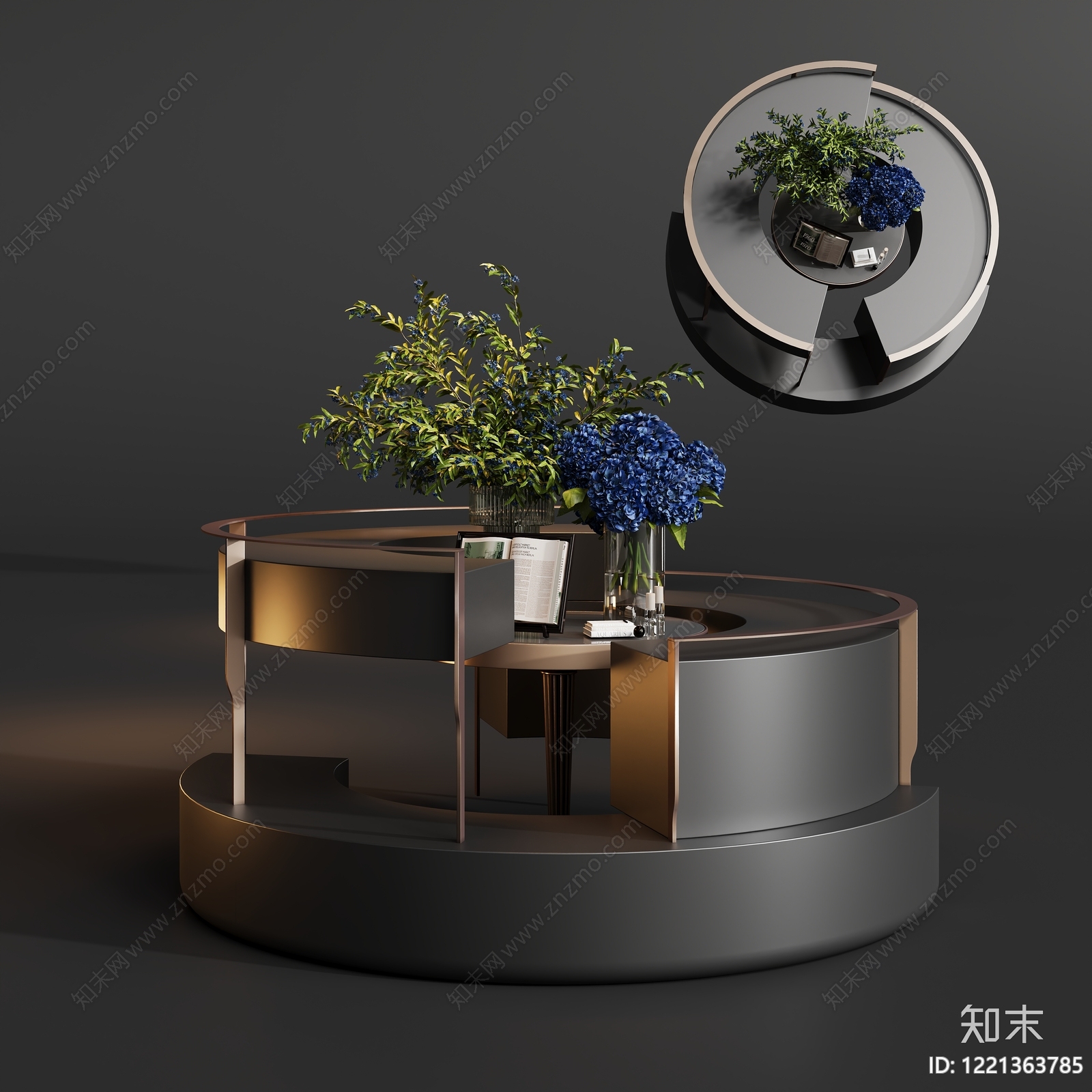 意式茶几SU模型下载【ID:1221363785】