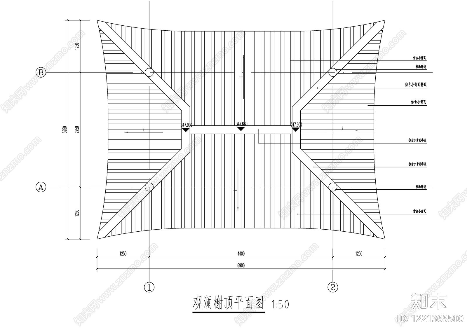 亭子图库cad施工图下载【ID:1221365500】