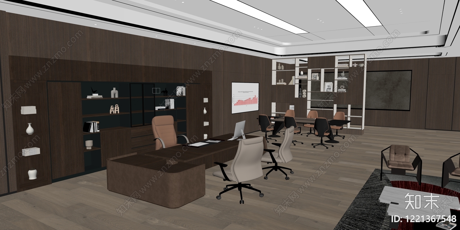 现代简约董事长办公室3D模型下载【ID:1221367548】