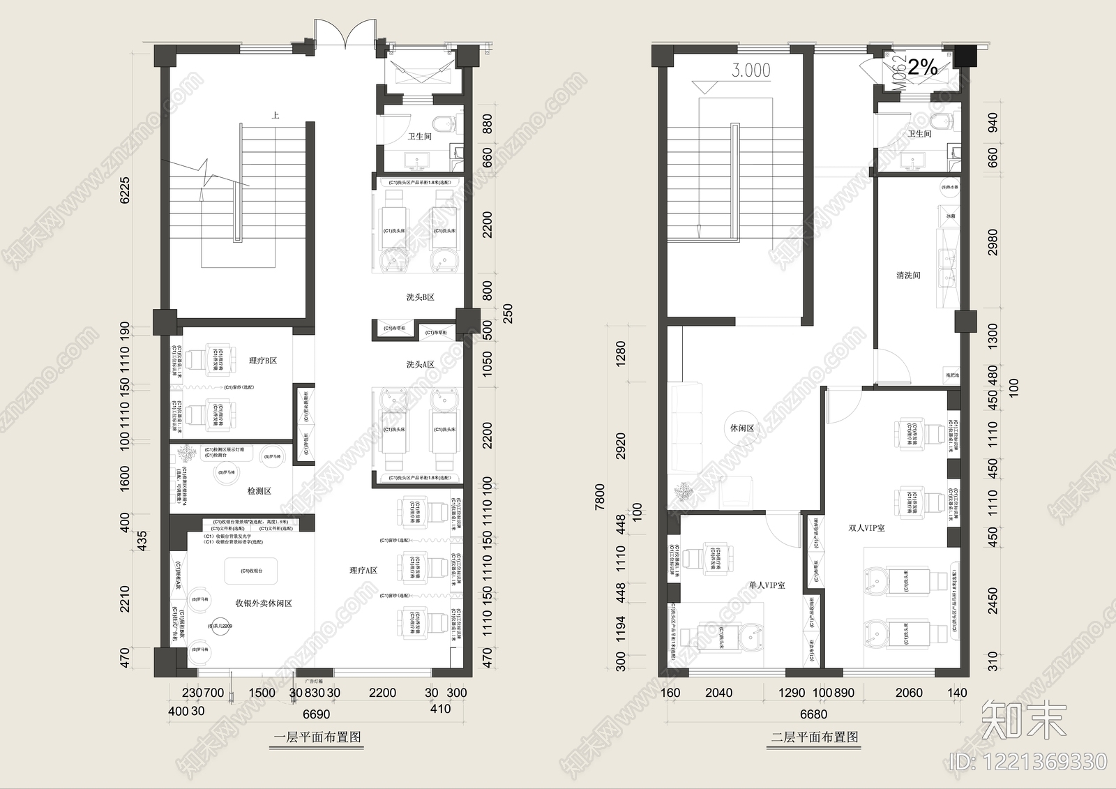理发店cad施工图下载【ID:1221369330】